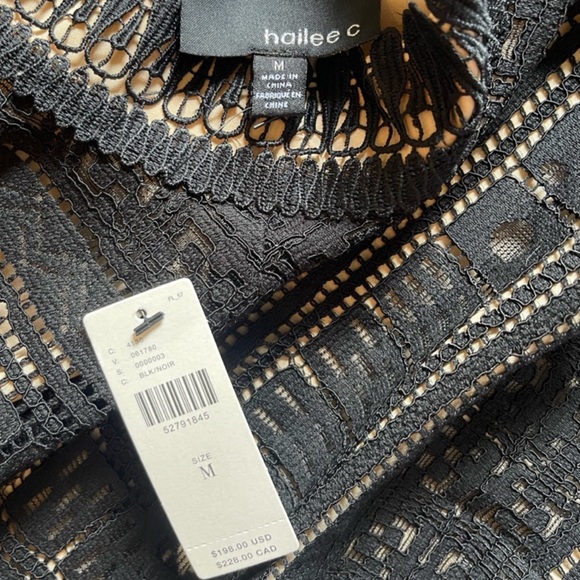 NWT Anthropologie Hailee C Bella Black Lace Knee Length Dress medium - Picture 4 of 11